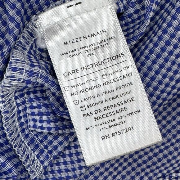 MIZZEN + MAIN Spinnaker Button Long Sleeve Shirt Standard Fit Blue Check Men XL - Picture 5 of 10